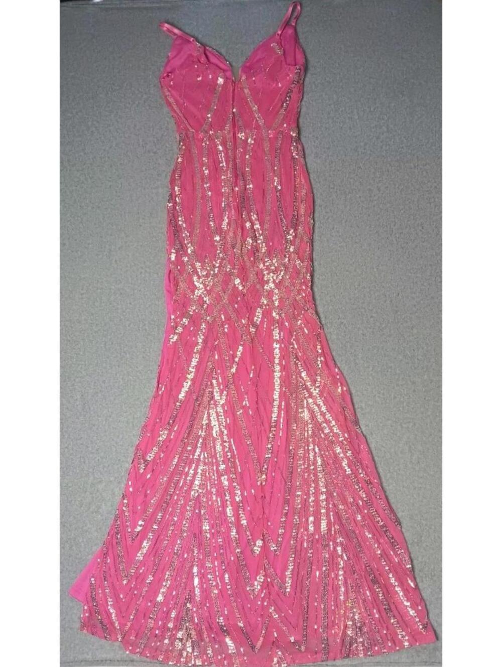 Banjul Sequin Mermaid Fit And Flare Maxi Dress Womens Size Small Pink With Rose - Picture 8 of 12
